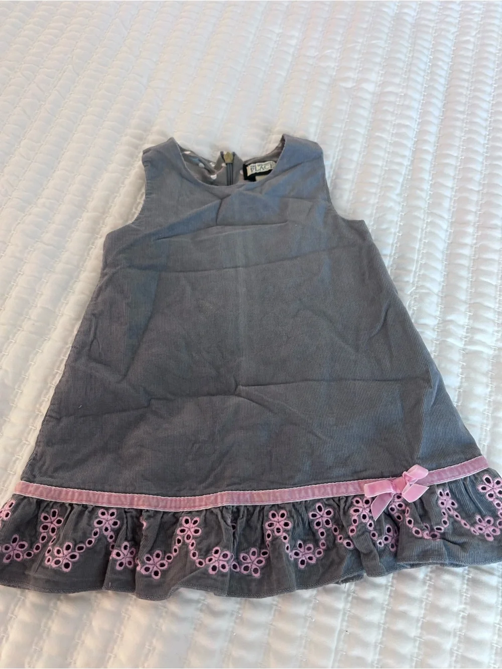 The Children's Place Gray Dress with Pink Trim and Bow
